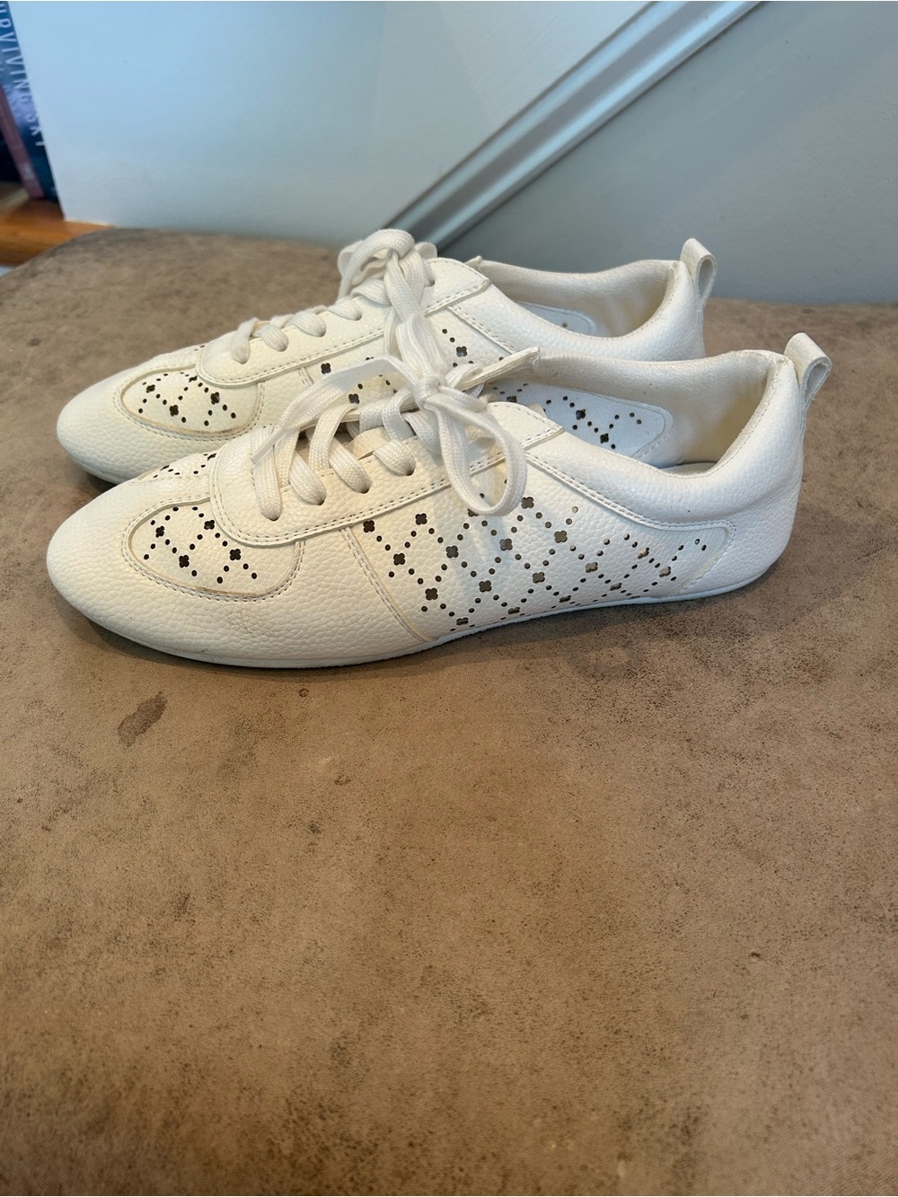 Splendid White Perforated Leather Sneakers